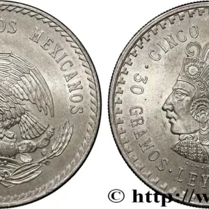 Livraison Mondiale MEXIQUE 5 Pesos Buste de Cuauhtemoc 1948 Mexico fwo_827481 Monde