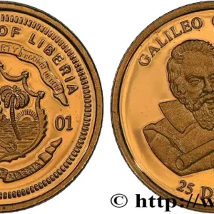 Exclusif LIBERIA 25 Dollars Proof Galilée 2001 fwo_829513 Monde