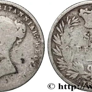 Certifié ROYAUME-UNI 6 Pence Victoria tête jeune 1866 Londres fwo_829828 Monde