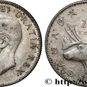 CANADA 25 Cents Georges VI 1952 fwo_840280 Monde Certifié