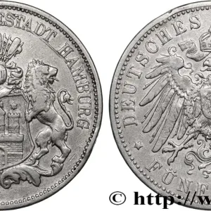 Haute Qualité ALLEMAGNE - VILLE LIBRE DE HAMBOURG 5 Mark 1894 Hambourg fwo_835473 Monde