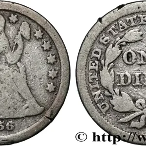 ÉTATS-UNIS D'AMÉRIQUE 1 Dime 1856 Philadelphie fwo_830632 Monde Authentique