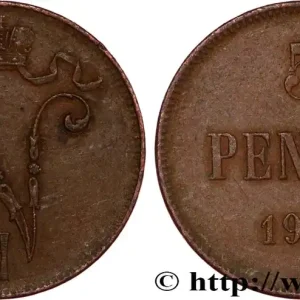 FINLANDE 5 Pennia monogramme Tsar Nicolas II 1915 fwo_820359 Monde Gros Lot