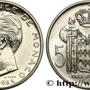 Authentique MONACO 5 Francs Prince Rainier III 1966 Paris fwo_821375 Monde