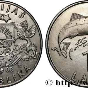 Prix Choc LETTONIE 1 Lats emblème / saumon 2008 fwo_821444 Monde