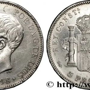 ESPAGNE 5 Pesetas Alphonse XIII 3e type 1898 Madrid fwo_826962 Monde Premium