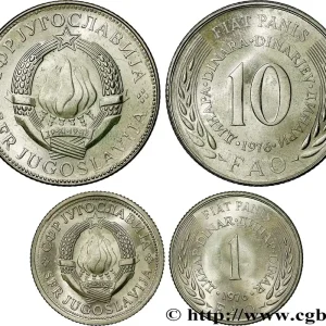 Prix Cassé YOUGOSLAVIE Série 1 Dinar et 10 Dinara FAO 1976 fwo_835278 Monde