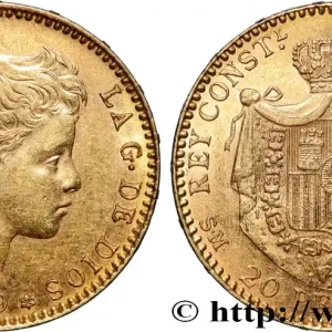 OR, PALLADIUM ET PLATINE INVESTISSEMENT 20 Pesetas Alphonse XIII 1899 Madrid fwo_841266 Monde Vente Flash