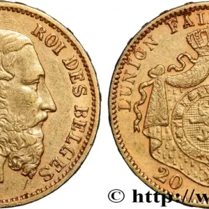 OR, PALLADIUM ET PLATINE INVESTISSEMENT 20 Francs Léopold II 1877 Bruxelles fwo_841279 Monde Dernier Modèle