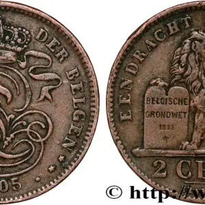 BELGIQUE 2 Centiemen (Centimes) Léopold II légende flamande 1905 fwo_842225 Monde Bon Marché