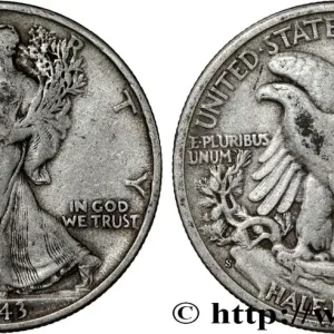 Paiement Sécurisé ÉTATS-UNIS D'AMÉRIQUE 1/2 Dollar Walking Liberty 1943 San Francisco fwo_813742 Monde