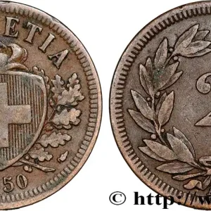 Meilleur Prix SUISSE 2 Centimes (Rappen) croix suisse 1850 Paris fwo_815750 Monde