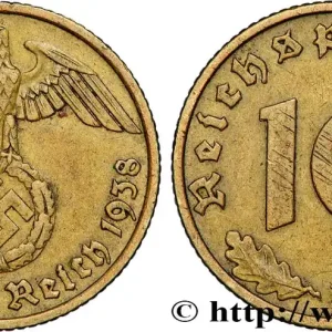 Prix Bas ALLEMAGNE 10 Reichspfennig aigle surmontant une swastika 1938 Stuttgart fwo_818844 Monde