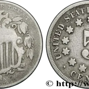ÉTATS-UNIS D'AMÉRIQUE 5 Cents bouclier variété sans rayons entre les étoiles 1868 Philadelphie fwo_834050 Monde Jusqu’à Épuisement Des Stocks