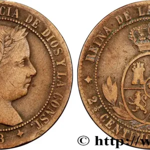 ESPAGNE 2 1/2 Centimos de Escudo Isabelle II 1868 Oeschger Mesdach & CO fwo_834389 Monde Artisanat