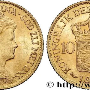 OR, PALLADIUM ET PLATINE INVESTISSEMENT 10 Gulden, 3e type Wilhelmina 1917 Utrecht fwo_834490 Monde Offre Spéciale