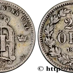 SUÈDE 25 Ore monogramme d’Oscar II de Suède et de Norvège, type à petit “25” 1876 fwo_834880 Monde Populaire
