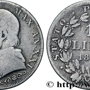 VATICAN ET ÉTATS PONTIFICAUX 1 Lira Pie IX an XXI 1867 Rome fwo_834927 Monde Achetez Aujourd’hui