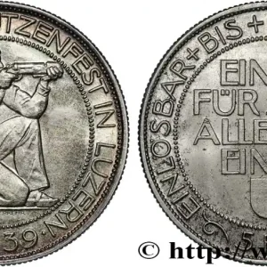 Artisanat SUISSE 5 Francs Tir de Lucerne (Luzern) 1939 Berne fwo_831000 Monde