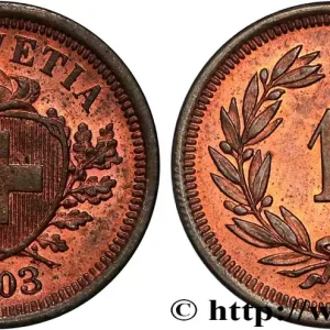 SUISSE 1 Centime (Rappen) Croix Suisse 1903 Berne - B fwo_831020 Monde Dernier Modèle