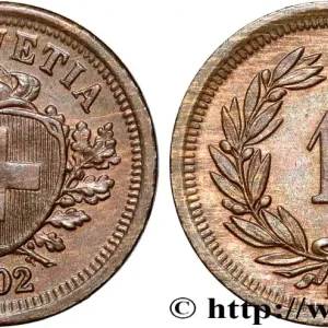 SUISSE 1 Centime (Rappen) Croix Suisse 1902 Berne - B fwo_842009 Monde Réduction