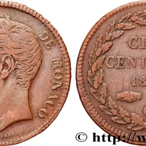 Haute Qualité MONACO 5 Centimes Honoré V grosse tête en cuivre rouge 1837 Monaco fwo_297171 Monde