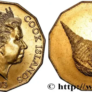 ÎLES COOK 5 Dollars Elisabeth II / Coquillage 2003 Canberra fwo_817256 Monde Top Qualité