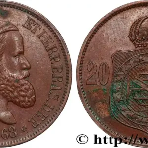 BRÉSIL 20 Réis Empereur Pierre II 1868 fwo_821270 Monde Offre Spéciale
