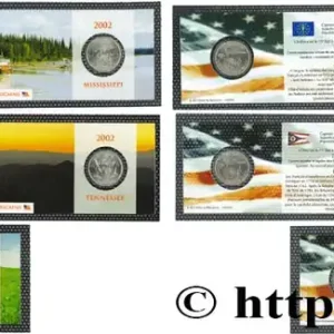 ÉTATS-UNIS D'AMÉRIQUE Lot de cinq monnaies 1/4 Dollar 2001-2002 Philadelphie-Denver fwo_832372 Monde Certifié