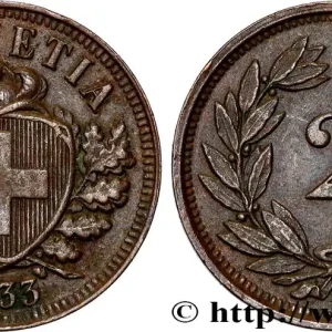Exclusif SUISSE 2 Centimes (Rappen) croix suisse 1933 Berne - B fwo_834970 Monde