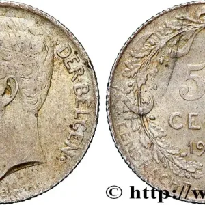 Certifié BELGIQUE 50 Centiemen (Centimes) Albert Ier légende en flamand 1911 fwo_838806 Monde