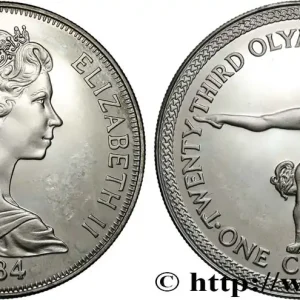 ÎLE DE MAN 1 Crown Elisabeth II J.O. de Los Angeles, gymnastique 1984 fwo_839177 Monde Fait Main