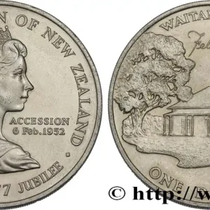 Prix Cassé NOUVELLE-ZÉLANDE 1 Dollar 25e anniversaire de l’accession d’Elisabeth II et Waitangi Day 1977 fwo_845145 Monde