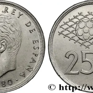 ESPAGNE 25 Pesetas Juan Carlos coupe du Monde de Football 1982 (80) 1980 fwo_847244 Monde En Vogue