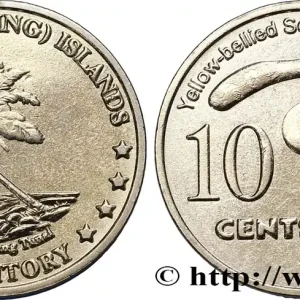 ÎLES KEELING COCOS 10 Cents serpent de mer à ventre jaune (Pelamis platura) 2004 fwo_806863 Monde Nouvel Arrivage