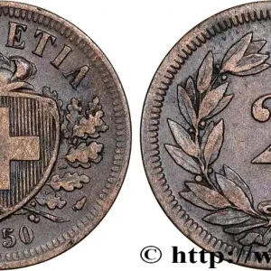 Prix Réduit SUISSE 2 Centimes (Rappen) croix suisse 1850 Paris fwo_815760 Monde