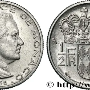 Vente Flash MONACO 1/2 Franc Rainier III / écu couronné 1965 Paris fwo_824764 Monde