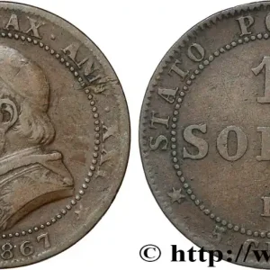 Original VATICAN ET ÉTATS PONTIFICAUX 1 Soldo an XXI buste large 1867 Rome fwo_831855 Monde