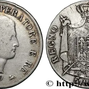 ITALIE - ROYAUME D'ITALIE - NAPOLÉON Ier 5 Lire 1809 Milan fwo_831974 Monde En Vogue