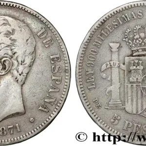 ESPAGNE 5 Pesetas Amédée Ier (1874) 1871 Madrid fwo_833122 Monde Réduction