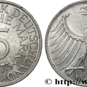 ALLEMAGNE 5 Mark aigle 1973 Karlsruhe- G fwo_834067 Monde Prix Cassé