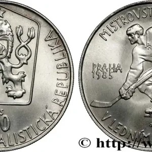 Commander Maintenant TCHÉCOSLOVAQUIE 100 Korun championnat de Hockey sur glace 1985 fwo_845857 Monde