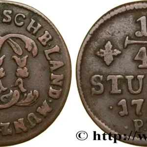 ALLEMAGNE - JULIERS-BERG 1/4 Stuber Duché de Jülich-Berg monogramme de Carl Théodore de Bavière 1786 Düsseldorf fwo_359607 Monde En Vogue