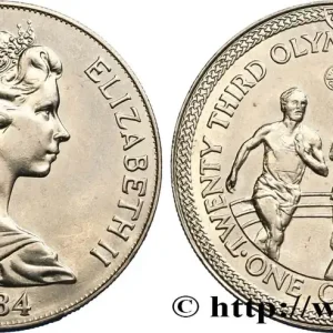 Achetez Aujourd’hui ÎLE DE MAN 1 Crown Elisabeth II J.O. de Los Angeles, course à pieds 1984 fwo_418011 Monde