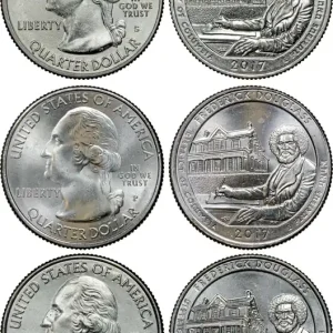 Prix Choc ÉTATS-UNIS D'AMÉRIQUE Lot de trois 1/4 Dollar Site Historique National Frederick Douglass 2017 Philadelphie-Denver-San Francisco fwo_443348 Monde
