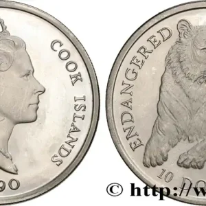 Expédition Rapide ÎLES COOK 10 Dollars Proof Tigre 1990 fwo_512975 Monde