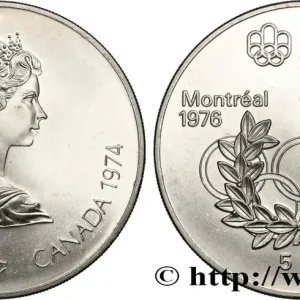 CANADA 5 Dollars Proof JO Montréal 1976 anneaux olympiques / Elisabeth II 1974 Ottawa fwo_818398 Monde Petit Prix