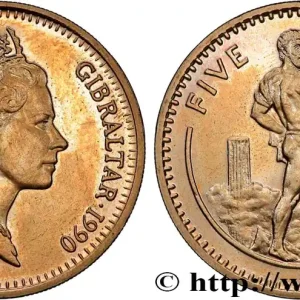 Achat Immédiat GIBRALTAR 5 Pounds Elisabeth II / Hercule 1990 fwo_833276 Monde