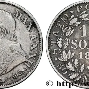 Expédié Aujourd’hui VATICAN ET ÉTATS PONTIFICAUX 10 Soldi (50 Centesimi) Pie IX an XXII 1868 Rome fwo_834879 Monde