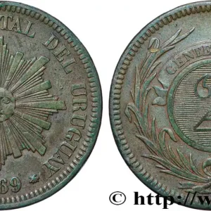 URUGUAY 2 Centesimos soleil 1869 Paris fwo_841431 Monde Acheter Direct